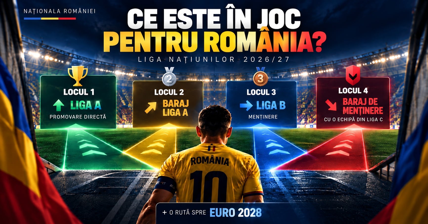 Ce este în joc pentru România în Liga Națiunilor 2026/27 Ce este în joc pentru România în Liga Națiunilor 2026/27: promovare, menținere și baraj