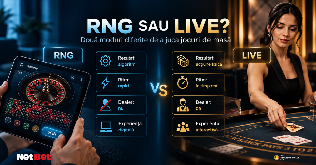 RNG vs Live Cazino – diferențe Diferențe între jocurile RNG și jocurile Live Cazino