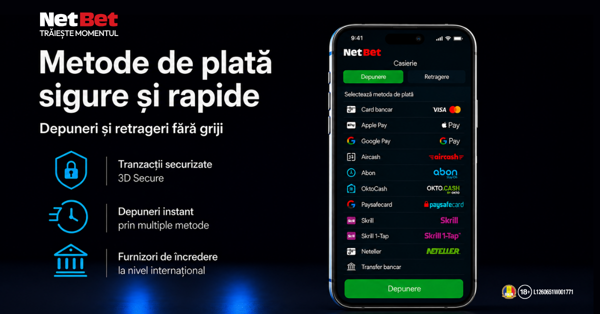 Metode de plată NetBet - depuneri și retrageri