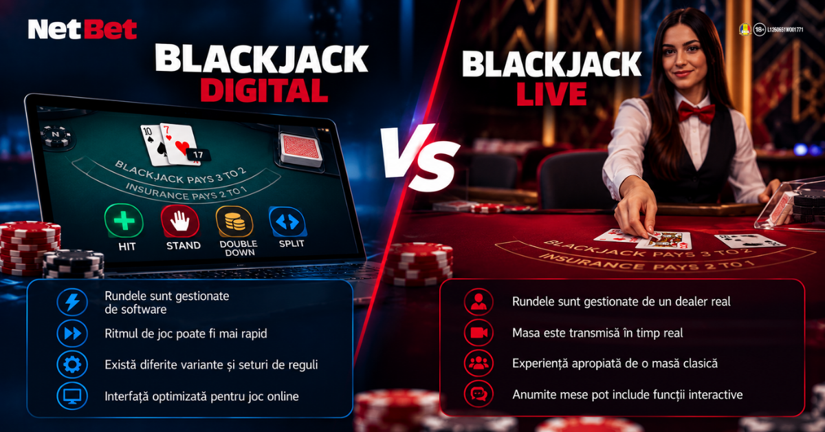 Blackjack digital versus blackjack live Diferența dintre blackjack digital și blackjack live