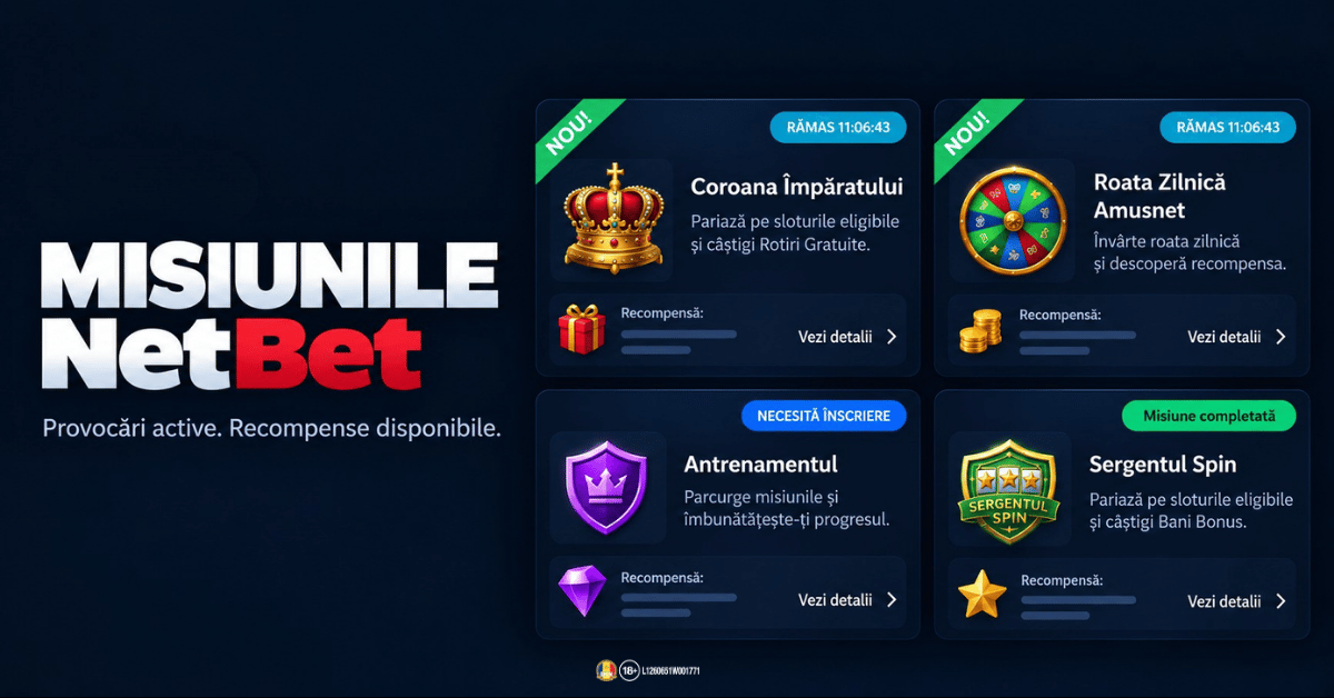 Misiunile NetBet - cum funcționează Misiunile NetBet - provocări și recompense disponibile